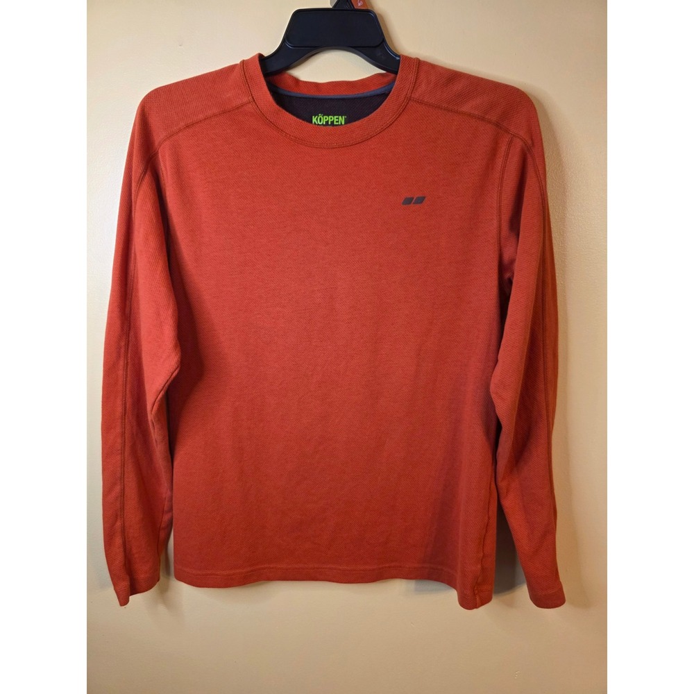 Koppen Mens Long Sleeve Performance Shirt Orange Size M Hiking Activewear